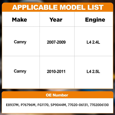 Toyota Camry Electric Fuel Pump Module Assembly For 2007 2008 2009 2010 2011 L4 2.4L 2.5L Low Noise Replacement OE numbers list
