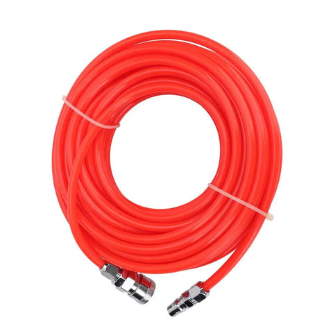 Heavy Duty 50 Foot Air Compressor Hose With Quick Connect Male Female Couplers For Pneumatic Tools, red Eva tubing.