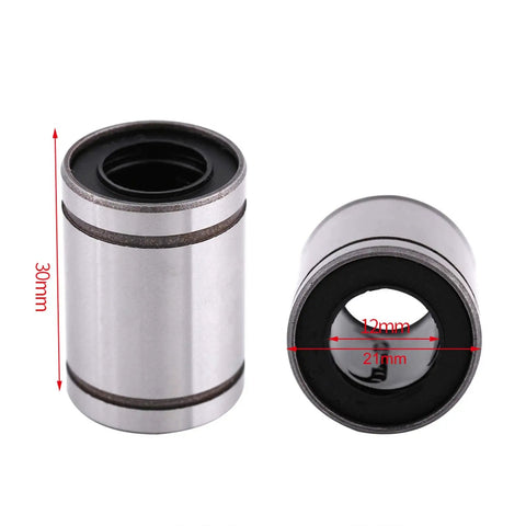 Ten Pack 12mm LM12UU Linear Motion Ball Bearings for CNC Rod Guides and 3D Printer Builds, DIY Upgrades, Low Noise Dual Seal 12x20x30mm Bushings
