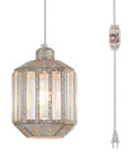 Boho Hanging Plug In Lamp With Dimmable 16.4 Ft Cord Rustic White Crystal Swag Pendant Light For Bedroom Dining Room Living Room And Corner Decor For Cozy Vibe Mood showing detailed rustic white finish close-up