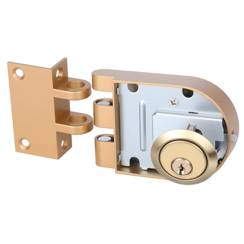 Heavy Duty Double Cylinder Door Lock With Jimmy-Resistant Design That Deters Forced Entry By Spreading Door Frames, Gold Finish