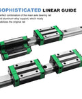 Heavy Duty HGR15 Linear Guide Rails Paired With 4HGH15CA Sliding Blocks 800Mm Steel Linear Motion Kit For Cnc Builds and Auto Gear Smooth glide view of linear guide system.