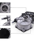 Front view of AULINK brake vacuum pump OE replacement for GM 1.4L/1.5L engines; silver metal housing with mounting flange.