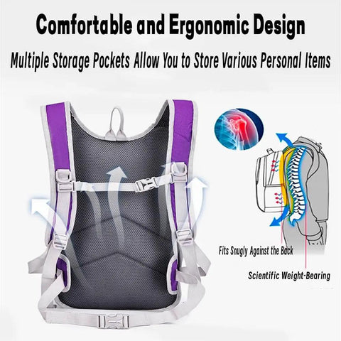 Back view of ergonomic design with breathable mesh of 30L Hydration Ready Hiking Backpack For Men And Women, All Day Lightweight Day Pack