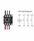 Three Pole 40 Amp 240V HVAC Contactor With UL Recognized A2L Compliance Siemens 42CF35AG Equivalent, front view and wiring diagram