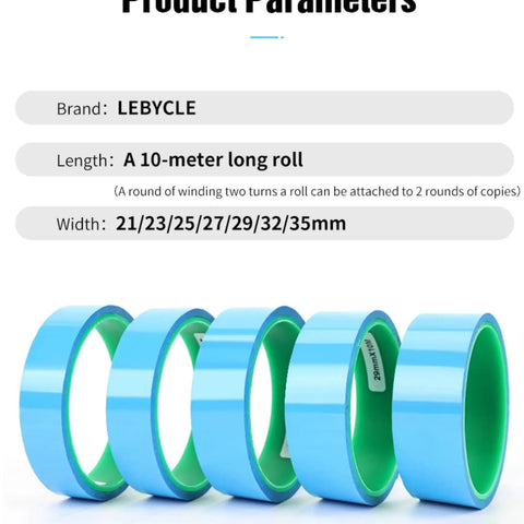Tubeless Bike Rim Tape For 700C Rims Wide 21 To 35 Mm 10 M Roll Dual Color Blue Exterior Green Interior Strong Adhesion