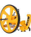 Fauitay Distance Measuring Wheel with 0-9999.9m Range, Foldable 16in for, close-up of yellow measuring wheel design.