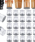 48 Pack Silicone Chair Leg Caps With Felt Pads For Hardwood And Tile Floors Anti Scratch Shield Lets Chairs Glide Quietly Furniture Feet Covers Fits 1 To 2 Inches Not For Carpet Keeps Floors Scratch Free showing clear caps and felt bottom