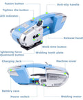 Heavy Duty Electric Strapping Machine Handheld Banding Tool For Pet Strap with labeled features including buttons and components.