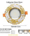 JUDYSSY Vintage Resin Downlight Round Recessed Lighting Housing Trim Kits LED Recessed Lighting LED Round Ceiling Light Kit Ceiling Lights Fixture Or Flat Baffle Trim,Blue-7W with ornate floral design and three-color light-changing feature.