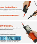 Compact Digital VOM Meter For DIYers And Auto Fixers Pen Sized Volt Meter in use with test leads and digital display details