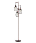 Dimmable Farmhouse Industrial Floor Lamp With Teardrop Cage Head, Includes 3 x 800LM LED Edison Bulbs, Tall 70 Inch Standing Lamp