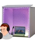 Portable Desktop Soundproof Vocal Booth With Heavy Duty Acoustic Foam Panel, 80x80x80cm, ideal for home studio use.