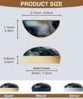 2 Pack Dope Deep Blue Gold Fluid Art Cabinet Pulls 3 Inch Center to Center size guide with semicircle zinc alloy handles