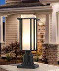 Outdoor Post Light For Patio And Garden, All Weather Sand Black Metal Lantern With 3 Inch Base, Milk White Frosted Glass