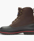MudDog Waterproof Steel Toe Work Boot For Men Dark Chocolate Size 10 M side view with TPU shell and steel shank