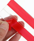 Self-Adhesive Small Box Hinges Set, 4 Pieces, 80x33mm, highlighting the red flexible double-sided acrylic hinge.