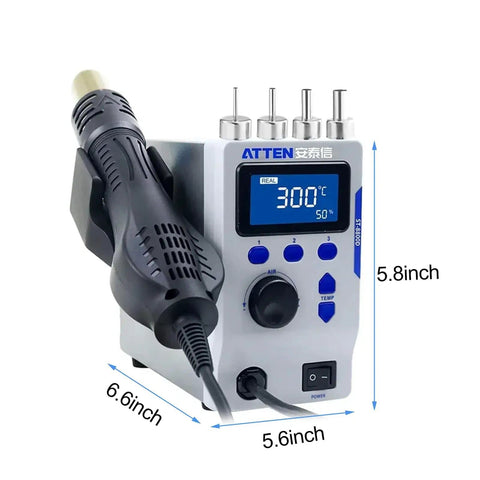 800W Hot Air Gun Soldering Station With LCD Display Auto Sleep Fast Desoldering Rework System Includes 4 Nozzles