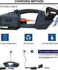 Heavy Duty Handheld Electric Pallet Strapping Machine Built Tough For Daily Grind With No Sweat Operation And Battery Powered Packing Solution For 13 To 16Mm Pp Pet Bands with 4000 mAh battery and charging guide.