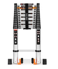 Telescoping Aluminum Ladder 12.5 Foot Lightweight Extension Collapsible Ladder For RV Home Loft Attic 330 Lbs Capacity Non Marking Tube Grab And Go Easy Fold Storage