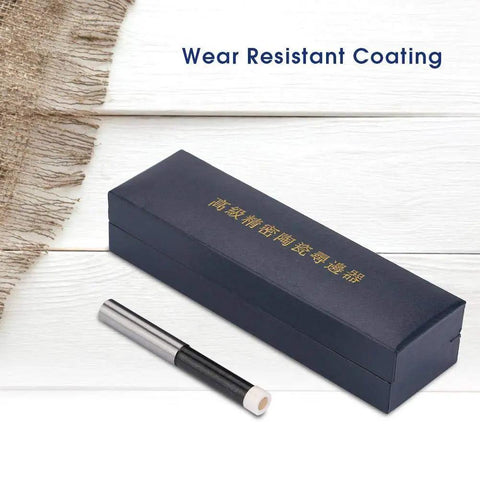 Ceramic Edge Finder For CNC Milling Lathe High Precision Non Magnetic Tool with Ceramic Tip next to blue box