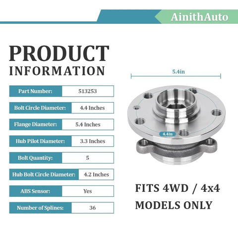 Wheel Bearing Hub Assembly 513253 Fits Audi A3 TT Q3 Beetle CC Eos Golf GTI Golf R Jetta Passat Tiguan 2005-2018 OEM