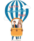 Epic 78 Inch Hot Air Balloon Photo Booth Frame Travel Theme Selfie Prop with kids in basket backdrop for kids parties decor