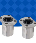 Heavy Duty Linear Motion Bearing Set With 25Mm Bore Ellipse Flange Ball Bearings 2 Pack For Machinery Equipment Built To Last From Bearing Steel Wear Resistant And Smooth Friction Reduction, two silver flange bearings