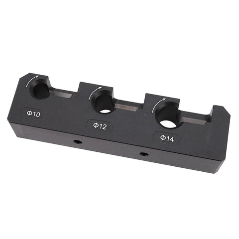Heavy Gauge Aluminum Dowel Maker Jig Kit with 10mm, 12mm, and 14mm holes for precise tenon cutting.