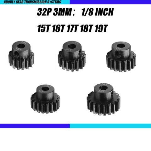 32P 3mm RC Pinion Gear Set 15T 16T 17T 18T 19T For 1/10 Traxxas Slash Rustler Stampede 4X4 VXL TRX-4 TRX-6 ST Rally Mini Maxx XRT Upgrade Parts Hardened Steel Durable