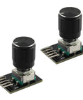 2 Pack KY-040 Dope 360 Degree Rotary Encoder Module With Clickable Switch And Knob Cap For Arduino Projects, 5V Compatible visible from top.
