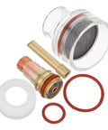 Top Rated Tig Glass Nozzle 2.4mm Welding Kit Cup For Wp17 Wp18 And Wp26 Torch with various components and seals.