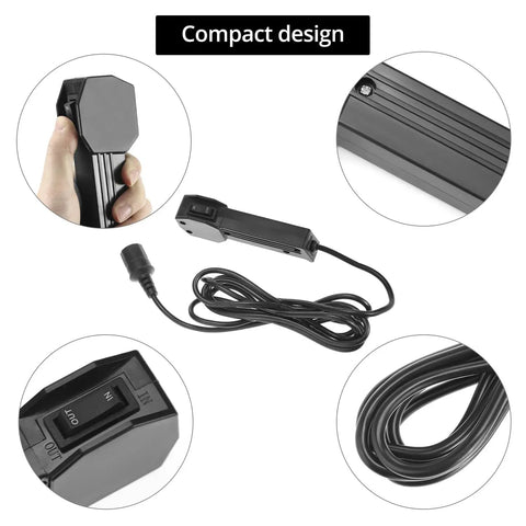 12V ATV And UTV Winch Corded Hand Controller Kit With 16 Foot Cable Wired Remote Control For Easy Winching Durable Wiring Pack Included Rugged Interlock Design For Rough Trails, compact black wired remote