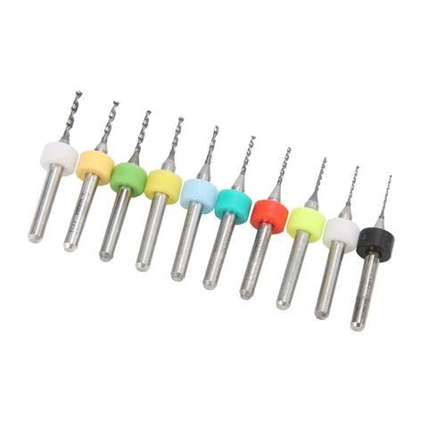 Mini Twist Drill Bits Set In Tungsten Steel For PCB Repair And Engraving, Precision Spiral Bits From 0.3mm To 1.2mm displayed.
