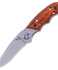 Framelock Folding Knife Kit FLX25 With Cocobolo Dymondwood Handles open view, 440C Stainless Steel Blade, thumb stud, 6.5 inch overall