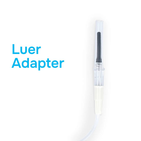 23G X 3/4 Inch Stainless Steel Dispensing Probes With 12 Inch Tube And Luer Adapter, close-up view of adapter connection