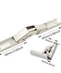 Silvery 90 Degree Folding Hinges No Slot Flush Mount 180 Degree Countertop Support Hidden Design with size measurements