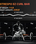 47 Inch EZ Curl Bar With Curved Shaft For Hip Thrusts Squats And Lunges 1 Inch Weight Plates Compatible Built Tough Steel 220 Lb Capacity