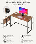 Grab-And-Go Foldable Desk With A 31.5 Inch Wood Top No Tools Needed No Assembly Required Compact Home Office Desk For Small Spaces