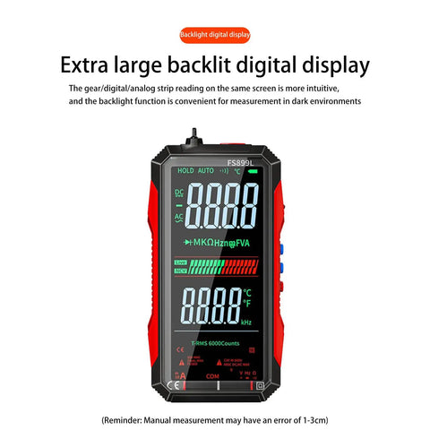 6000 Counts True RMS Digital Multimeter With 4.8 Inch Color Screen showing large backlit digital display