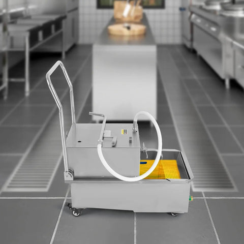 55 Gallon Commercial Fryer Filter Machine 110V Fast Food Restaurant Oil Filtration System with mobile pump and hose.