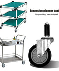 Badass Heavy Duty Swivel Caster Wheels With Expanding Stem For Garage Workbenches And Factory Carts Three Inch Rubber Tread Casters shown on carts.