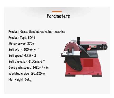 Heavy Duty Electric Belt And Disc Sander Featuring A Kickass 3450Rpm Motor - Benchtop sander with 100mm width and 150mm diameter.