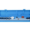 Universal Camshaft Bearing Tool Kit For Easy Installation And Removal With Case Fits 1.1 To 2.69 Inch Bearings in blue case