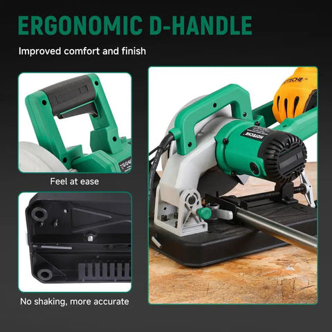 Side view of 7-Inch Metal Cutting Chop Saw With 1500W Copper Motor showing ergonomic D-handle and sturdy base.