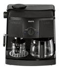 Top Shelf Rig Four Bar Steam Espresso Machine And Ten Cup Drip Coffee Maker Combo In Black With Glass Carafe Removable Drip Tray.