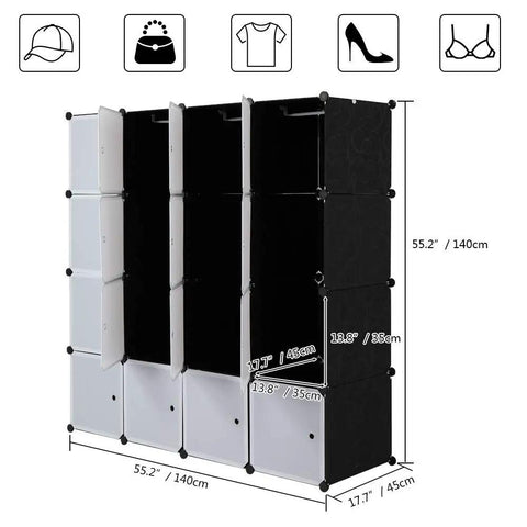 Beefy 12 Cube Storage Organizer For Closet And Living Room with dimensions 55.2 by 17.7 by 13.8 inches shown in diagram