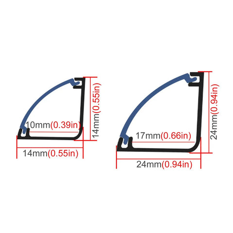 Dimensions of Sturdy Pvc Cord Raceway Floor Wall Wire Management Channel in 10mm and 17mm sizes, showing PVC material for setup.