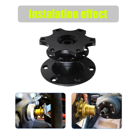 Zero Fuss Drop In Quick Swap Steering Wheel Adapter Hub Featuring Solid Machined Alloy Body, installation view showing adapter's design and fit.