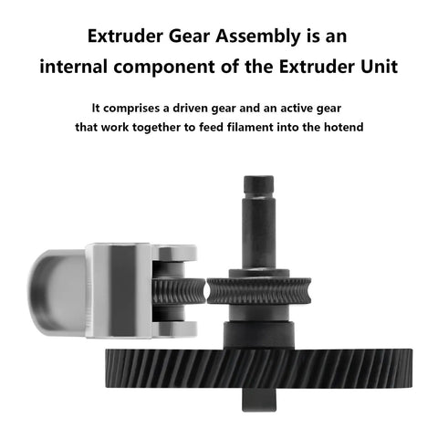 Side view of Hardened Steel Extruder Gear Kit with DLC Coated Shaft for A1 and A1 Mini 3D Printers, showing gear teeth.